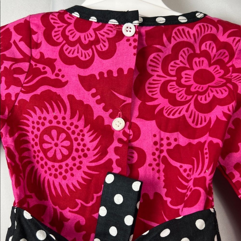 Ann Loren fuchsia and black ruffle skirt long sleeve dress size 12-18 months NWT - Picture 8 of 14